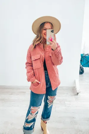 Reese Rose Quilted Lightweight Puffer Jacket